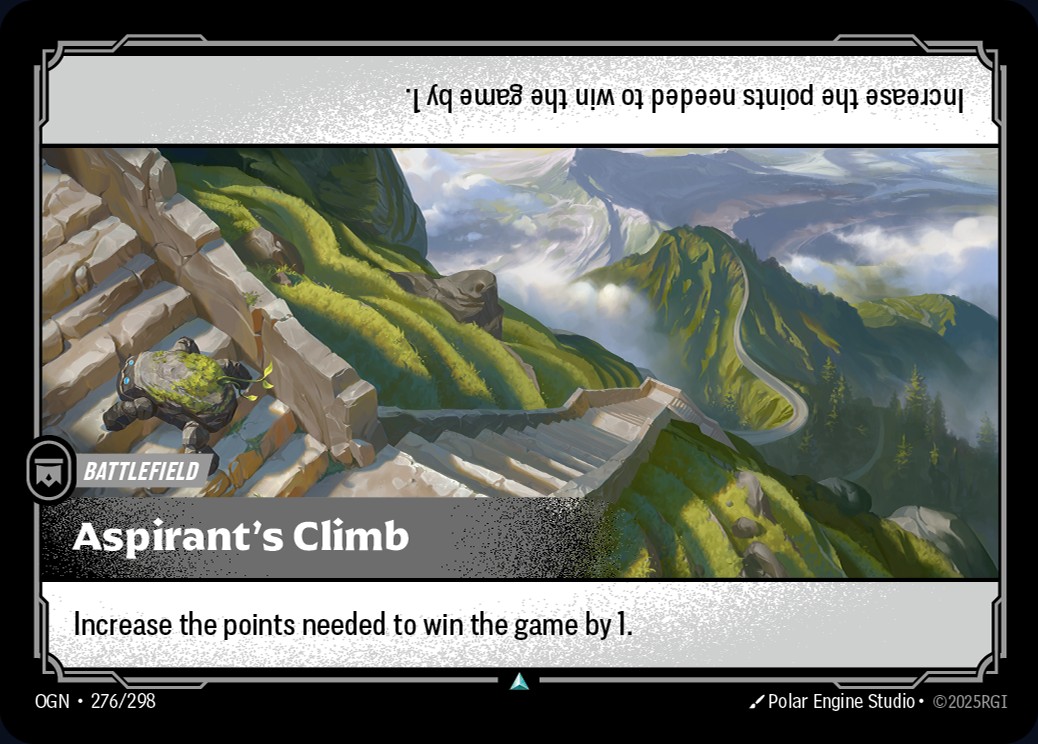 La carta battlefield Aspirant's Climb di Riftbound, bannata dallo Standard