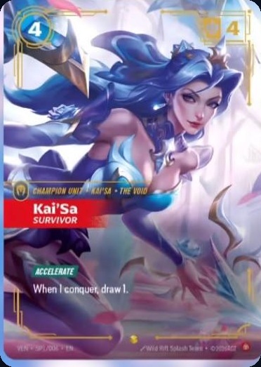 Carta alt art Crystal Rose di Kai'Sa Survivor (VEN SP1/006) da Riftbound Vendetta