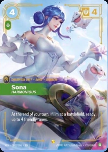 Carta alt art Crystal Rose di Sona Harmonious (VEN SP2/006) da Riftbound Vendetta