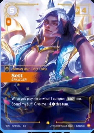 Carta alt art Crystal Rose di Sett Brawler (VEN SP4/006) da Riftbound Vendetta
