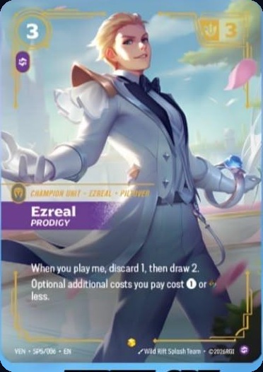 Carta alt art Crystal Rose di Ezreal Prodigy (VEN SP5/006) da Riftbound Vendetta