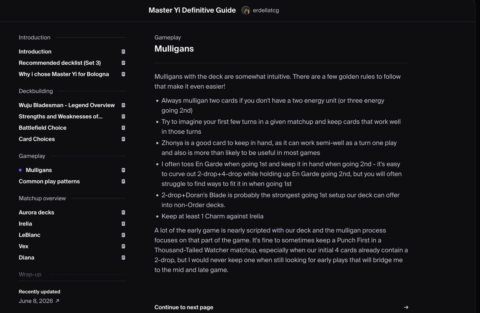 La sezione Mulligans della Master Yi Definitive Guide venduta a 12 dollari: testo identico alla guida di barczek