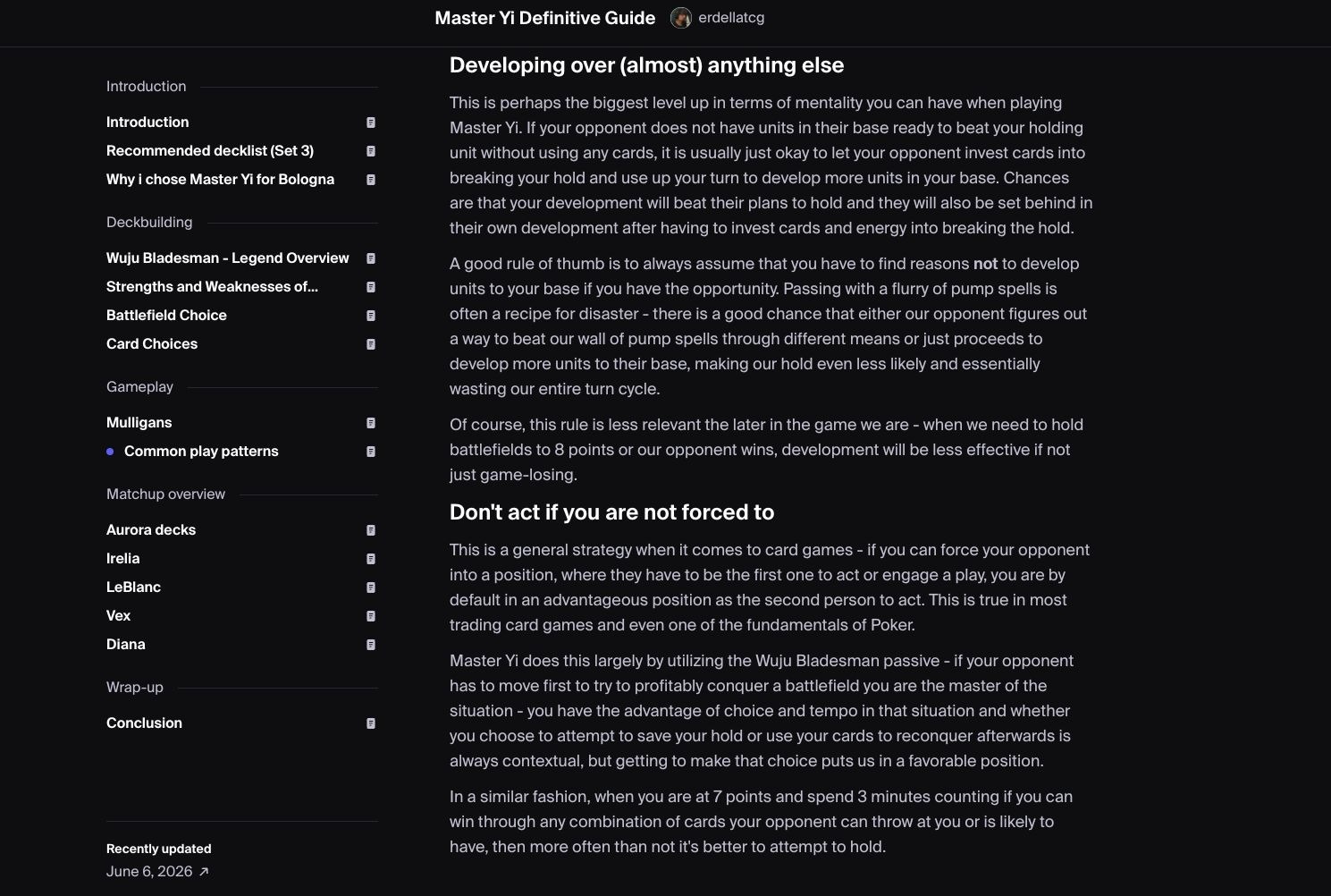 La sezione Common play patterns della Master Yi Definitive Guide venduta a 12 dollari: testo identico alla guida di barczek