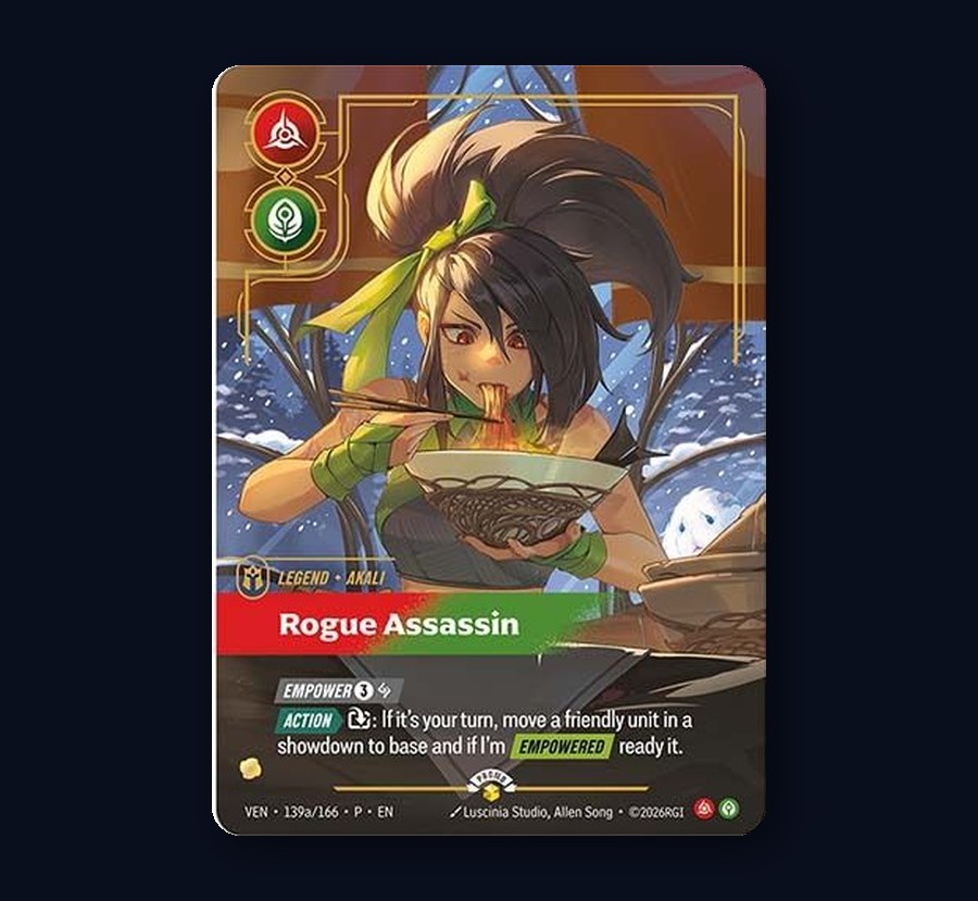 Akali Rogue Assassin VEN 139a/166 P: la promo alt art esclusiva del Gift of the Rift Bundle