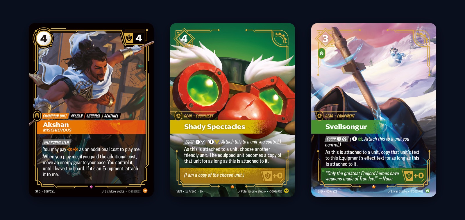 Akshan Mischievous, Shady Spectacles e Svellsongur: gear e effetti copia nella FAQ di Vendetta