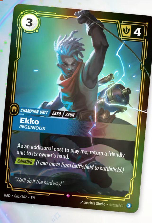 Ekko, Ingenious, carta Riftbound del set Radiance