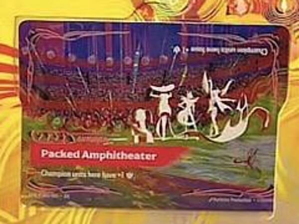 The Packed Amphitheater battlefield in the K/DA box version, with the K/DA silhouettes on stage