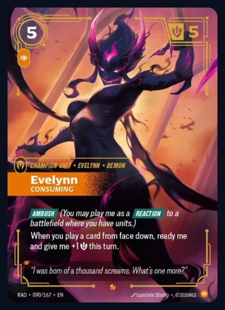 Evelynn, Consuming, Radiance champion unit 090/167