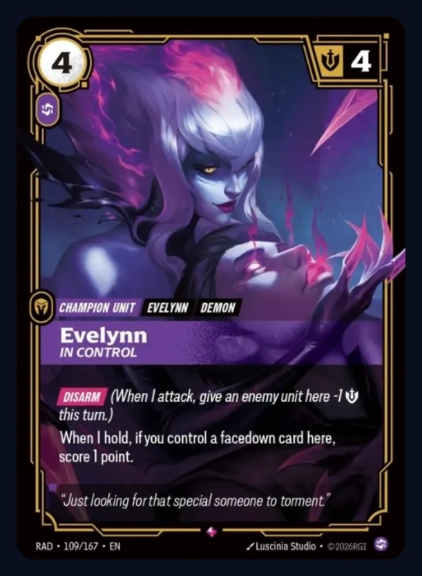 Evelynn, In Control, Radiance champion unit 109/167, English print