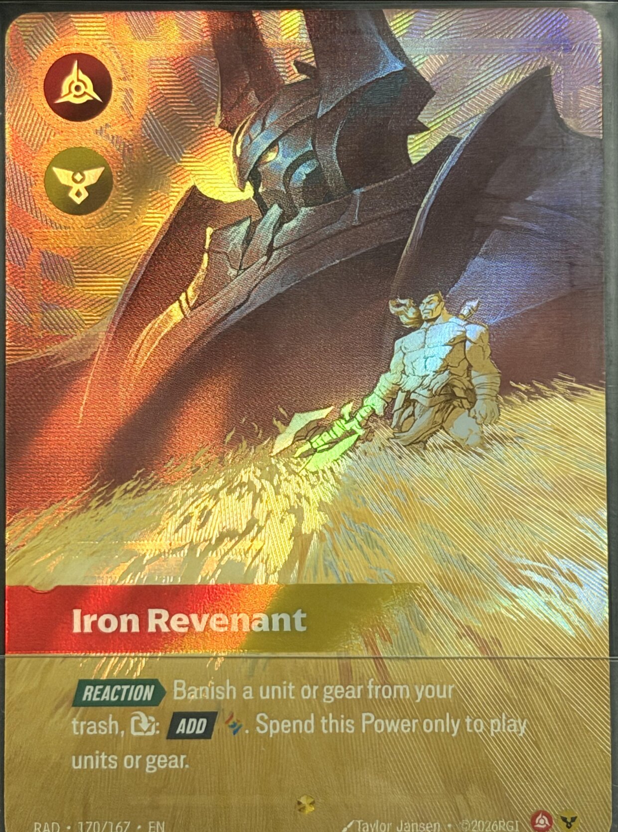 Misprint di Mordekaiser, Iron Revenant: la Overnumber di Radiance senza la riga LEGEND