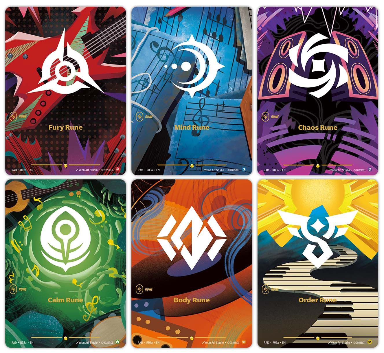 Le sei Alt Art Rune di Radiance a tema musicale