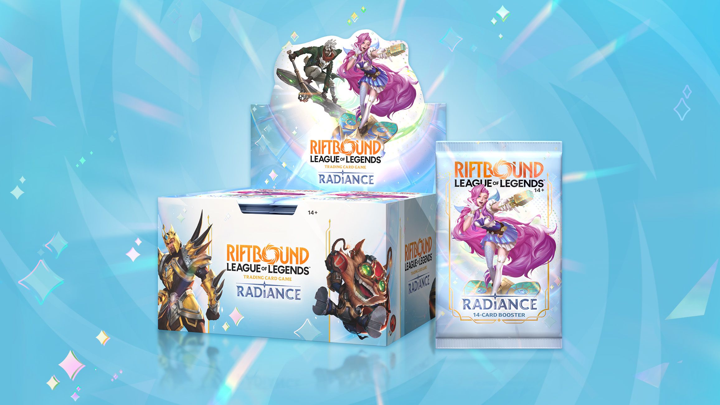 Riftbound Radiance booster display and 14-card booster pack
