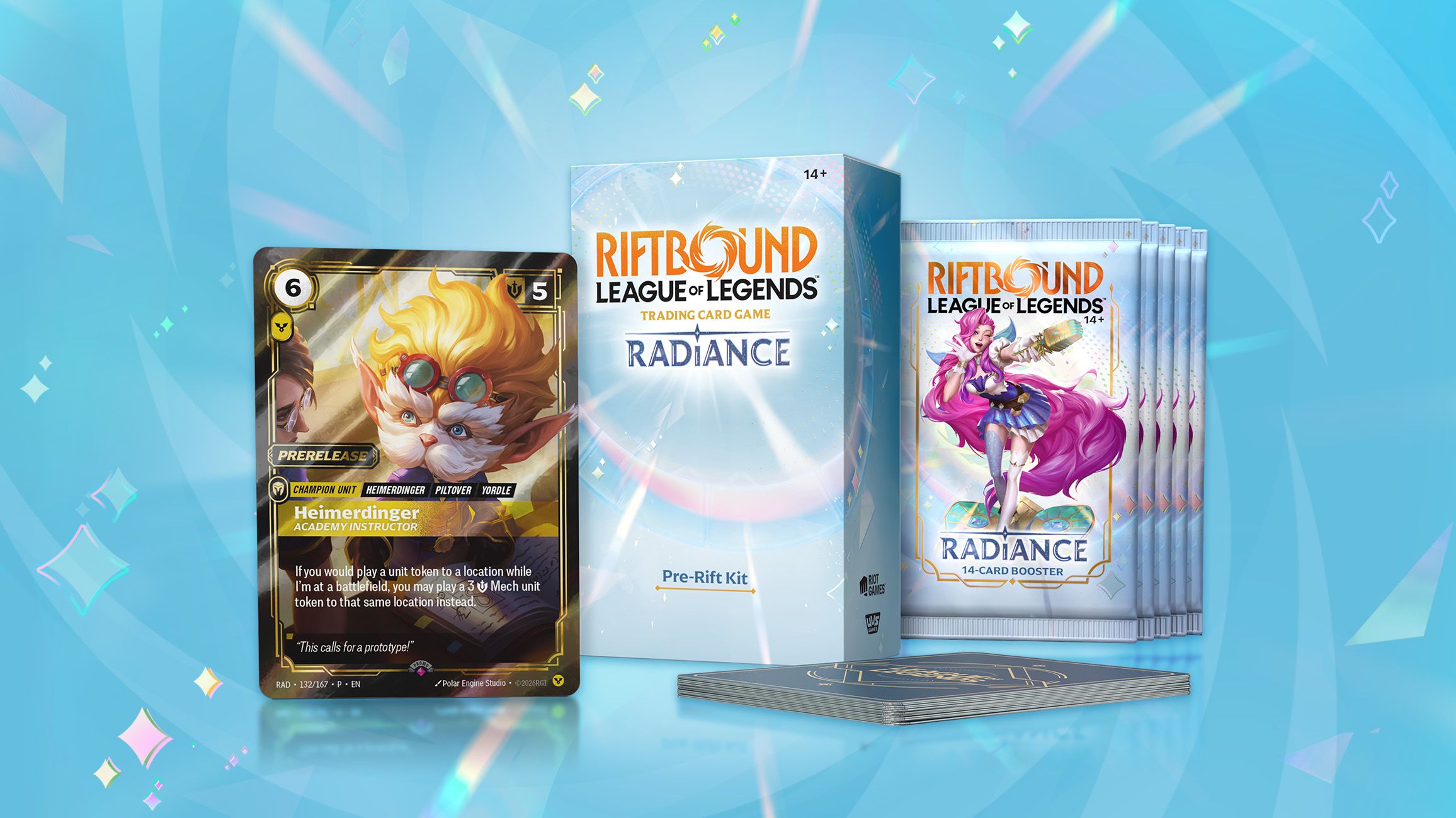 Riftbound Radiance Pre-Rift Kit with the Heimerdinger, Academy Instructor promo and five boosters