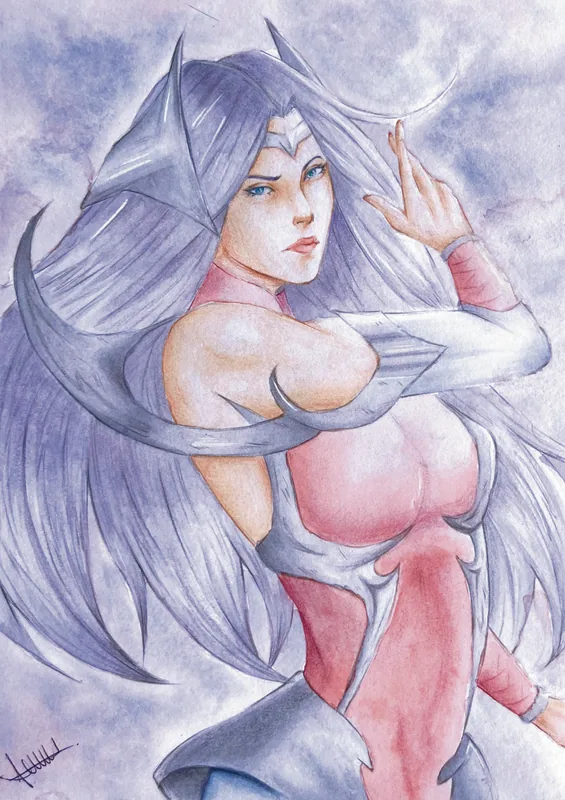 Irelia di League of Legends dipinta ad acquerello da Gabriele_artx