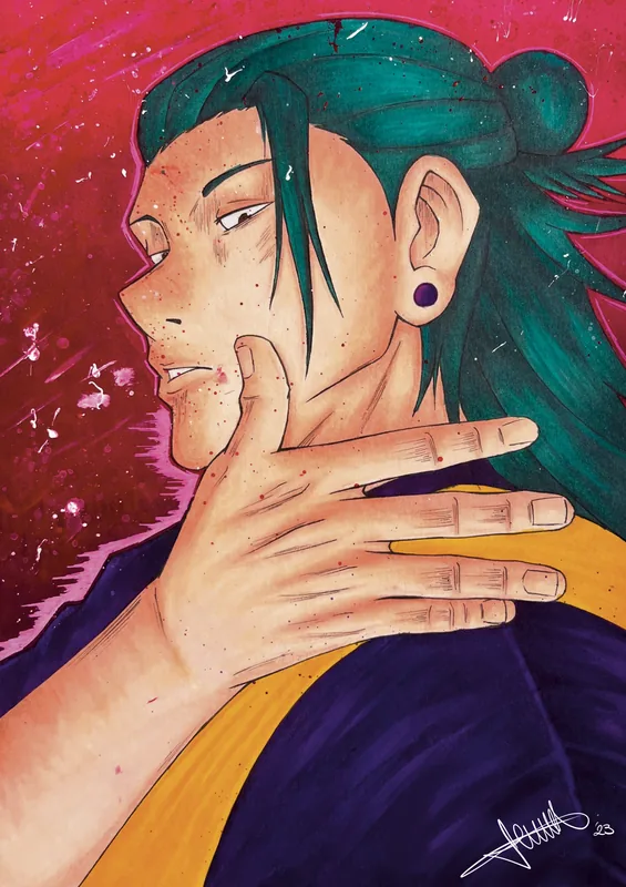 Suguru Geto di Jujutsu Kaisen, ritratto di profilo a marker di Gabriele_artx