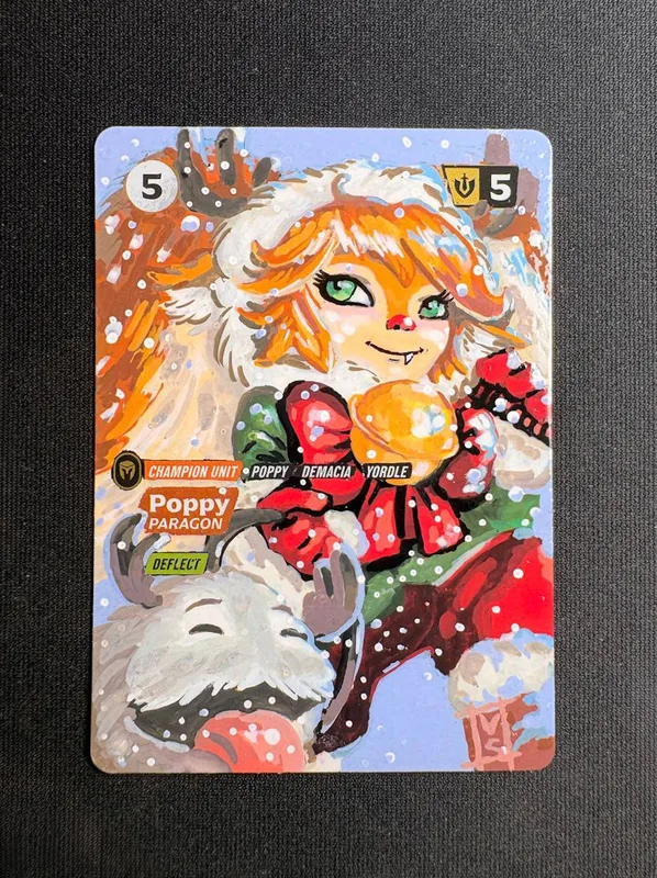 La carta Poppy ridipinta a mano da Rekla, con il poro e le farfalle